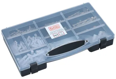 Obrázek produktu pro Sortiment šroubů / hmoždinek / hřebíků 560dílů black+decker