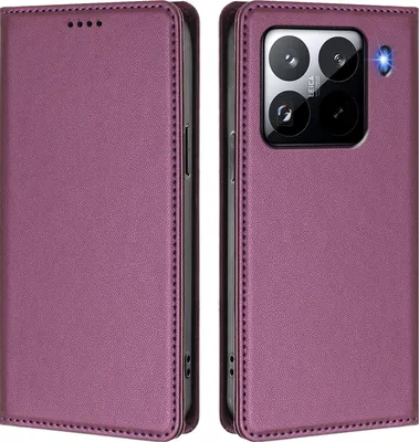 Image de Étui en cuir pour Xiaomi 15 Pro, étui à rabat magnétique en cuirPolyuréthaneavec support, violet