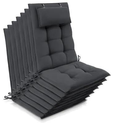 Productafbeelding van Beautissu 7-delige set zonnebed-kussens, hoge rugleuning, afmetingen 120x50x8 cm, antracietkleurig