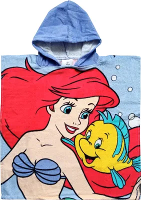 Produktbild von Disney Arielle - Badeponcho für Mädchen Handtuch Kinder Badetuch mit Kapuze 100% Baumwolle 50 x 100 cm Blau