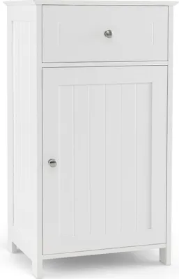 Produktbild von GOPLUS Badezimmerschrank, Badschrank mit Schublade, verstellbare Regale, Kippschutz, Aufbewahrungsschrank, 43 x 34 x 77 cm (Weiß)