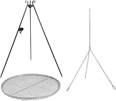 Imagen del producto de Barbacoa Silecomplaza CookKing de acero con manivela y accesorios para barbacoa, incluyendo la parrilla
