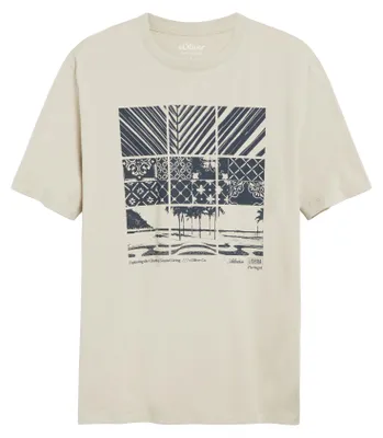 Produktbild von s.Oliver T-Shirt mit Frontprint und Rippblende, Regular Fit, Braun, Größe XL