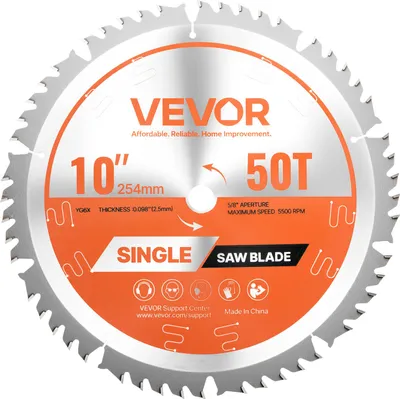Immagine prodotto di Lama circolare VEVOR (254 mm φ & 50 denti affilati & 2,5 mm di spessore) ideale per legno compensato OSB duro, compatibile con sega circolare, lama in lega con estrattori di calore a riduzione del rumore