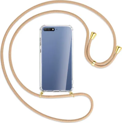Produktbild von Handykette Backcover-Schutzhülle mit Band (Metall goldfarben) für Huawei Y6 2018 - beige