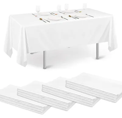 Productafbeelding van Wegwerp tafelkleed, wit, 20 stuks, waterdicht, 150x240 cm, PEVA, geschikt voor feest, bruiloft, kerst