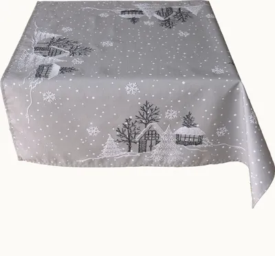 Produktbild von Tischwäsche Stickerei Winterdorf 85 x 85 cm - hellgrau