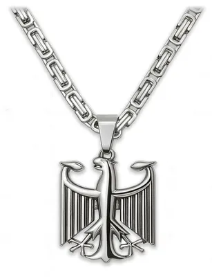 Produktbild von Edelstahl Halskette mit Bundesadler Anhänger, Länge  - silber 60 cm - Byzantinerkette