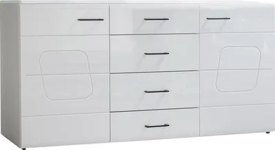 Produktbild von Sideboard - Weiß matt - Weiß Hochglanz - B 170 cm - 2 Türen - 4 Schubladen