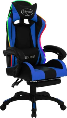 Obrázok produktu pre herné kreslo vidaXL s RGB LED svetlami Modrá a čierna umelá koža