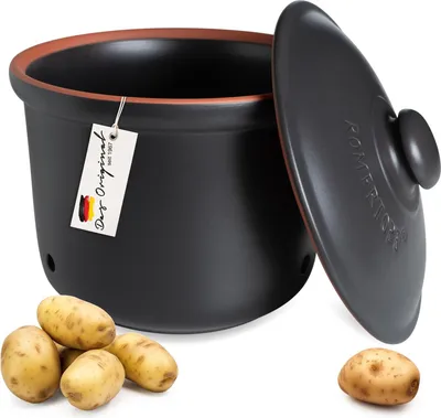 Produktbild von Römertopf Frische-Topf MAXI PLUS 5,5 Liter - Kartoffeltopf Keramik - Atmungsaktiver Ton hält Gemüse länger Frisch - Ideale Luftzirkulation - Schwarz