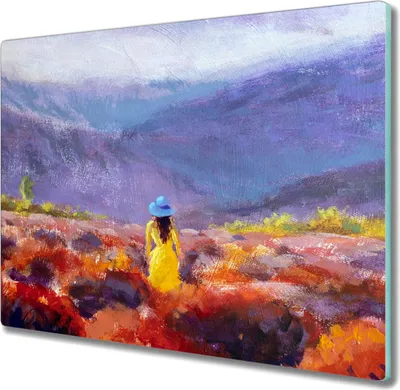 Produktbild von Coloray Kochplattenabdeckung Herdabdeckplatte 60x52 cm Hackbrett Schneidebrett Küchenbrett - Bergwiesenlandschaft