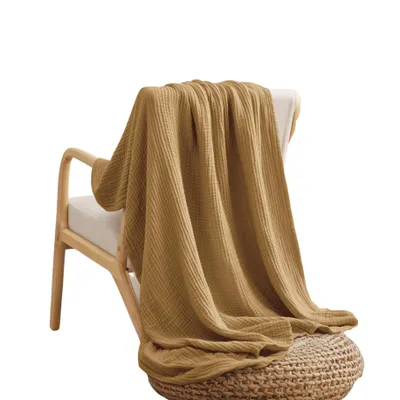 Produktbild von Musselin Decke, Decke für das Sofa, Tagesdecke, Überwurf, 100% Baumwolle, 150 x 200cm, Sand