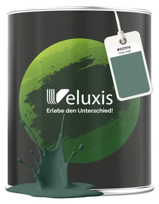 Produktbild von Wandfarbe Grün Salbeigrün Waldgrün Matt Innenfarbe – Deckkraft Klasse 1, VOC-frei, Ohne Grundierung, Tropfarm – Wohnzimmer & Schlafzimmer – 1L – Veluxis (Deep Sage)
