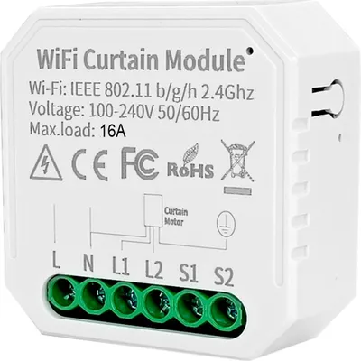 Obrázok produktu pre Inteligentný modul na ovládanie záclon 10 A s hlasovým ovládaním WiFi 2-cestný modul na ovládanie žalúzií pre Tuya Smart White
