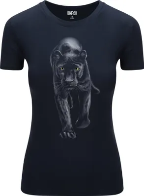 Produktbild von Diarbo Damen T-Shirt mit Aufdruck Wildtierporträts Panther Dunkelblau Gr.XL