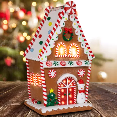 Produktbild von LED Lebkuchenhaus 29cm Deko Weihnachtshaus leuchtet braun