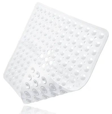 Obrázek produktu pro Protiskuzová podložka do sprchy, rozměry 48 x 48 cm, PVC, průhledná, s přísavkami, s masážní funkcí
