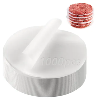 Productafbeelding van 1000 vellen bakpapier, rond, 13 cm, met antiaanbaklaag, scheidingspapier voor burgerpersen en burgers, hittebestendig bakpapier voor heteluchtfriteuses en barbecues, ideaal om te n en te grillen (130 mm)