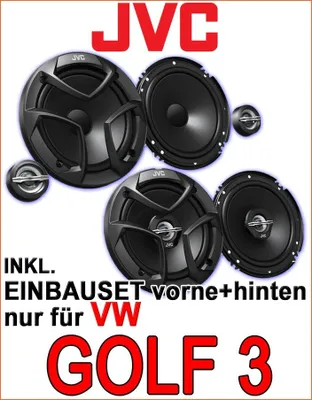 Zdjęcie produktu dla JVC CS-J kompletny zestaw na przód i tył - Zestaw głośników do VW Golf 3 - justSOUND
