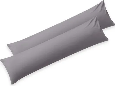 Produktbild von Blumtal Seitenschläferkissen Bezug 40 x 145 (2er Set Kissenbezüge) - Grau - Kissenhülle mit Reißverschluss