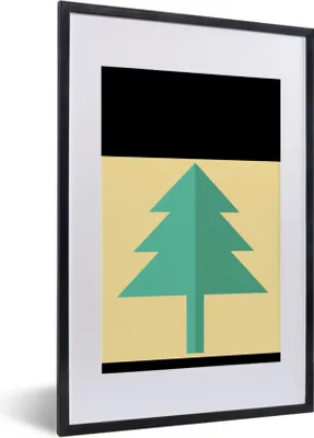 Produktbild von MuchoWow® Gerahmtes Poster Weihnachten - Illustration - Weihnachtsbaum - Zitate - Frohe Weihnachten - Gelb 40x60 cm - Poster mit Schwarzem Bilderrahmen Wandposter Rahmen Foto Bilder - Poster in Rahmen