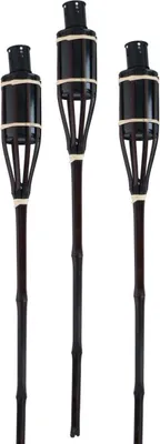 Image de Torche en bambou 60 cm, lot de 3, noir
