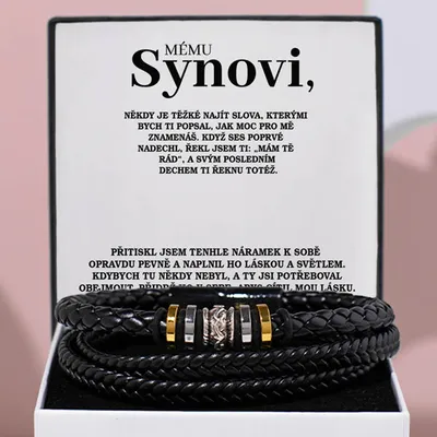 Obrázek produktu pro Lovilion Kožený náramek pro muže se vzkazem "Mému synovi" - NOAH_LEATHERBRACELET