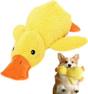 Productafbeelding van Anti-Stress Duck voor Honden, Humming Geluid, Gele Kleur, Interactief Pluche Kauwspeelgoed