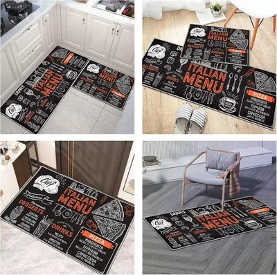 Produktbild von Famanu Küchenmatten-Set - rutschfest, langlebig - 2 waschbare Küchenmatten (A - 43 x 150 cm)