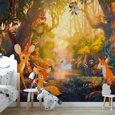 Produktbild von Vlies Fototapete - Animals in the Forest 350x245 cm Für Kinder e-C-0052-a-a