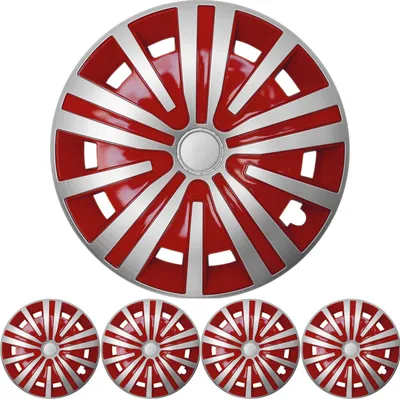 Immagine prodotto di 4x set di copricerchi PREMIUM DESIGN Spinel 15 INCH in argento / rosso