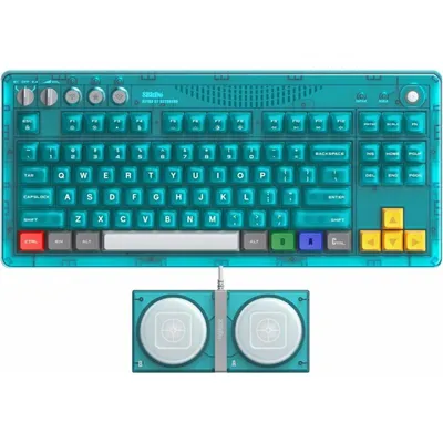 Immagine prodotto di 8Bitdo 85HD03, con cavo e wireless, USB + RF wireless + Bluetooth, tasti meccanici, layout QWERTY, LED RGB, colore blu