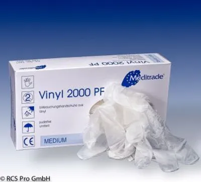 Produktbild von Meditrade Vinyl 2000 PF Einmalhandschuhe aus Vinyl Größe XS | Packung (100 Stück)