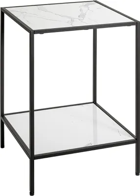 Produktbild von Beistelltisch >59348< in schwarz, weiß, Metall, Kunstmarmor - 40x60x40cm (BxHxT)