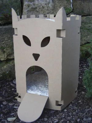 Produktbild von Katzenburg aus Wellpappe - Katzenkorb, Katzenhöhle, Katzenhaus, Katzenschloß
