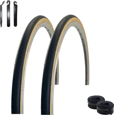 Zdjęcie produktu dla 2 x opony rowerowe VEE Rubber V078 28" czarne/gumowe ścianki 28-622 (28 x 1,10)  + 2 x pasujące dętki SV wraz z łyżkami do opon
