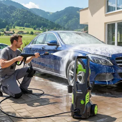Obrázek produktu pro Elektrický vysokotlaký čistič - pro mytí aut - 1800 W - 5000 PSI / 3,0 GPM - 4 trysky - hadice 7,6 m - kabel 7 m