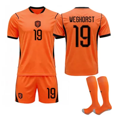 Immagine prodotto di #19 WEGHORST Maglia da calcio dell'Olanda per i Mondiali 2026, disponibile in casa, per bambini e adulti. TAGLIA:18