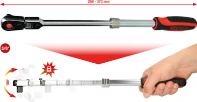 Obrázek produktu pro KS TOOLS 3/8" SlimPOWER Teleskop-Gelenk-Umschaltknarre 72 Zahn 914.3820