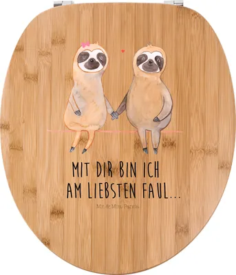 Produktbild von Mr. & Mrs. Panda WC Brille Faultier Pärchen - Transparent - Geschenk, Klobrille, Liebe, Verliebt, Sitz, WC-Sitz, Beziehung, Deko, klo deckel, Klo-Deckel