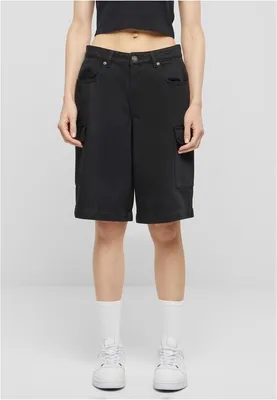 Imagen del producto de Pantalones cortos tipo bermuda de algodón para mujer, marca Urban Classics, modelo cargo, color negro, talla 28