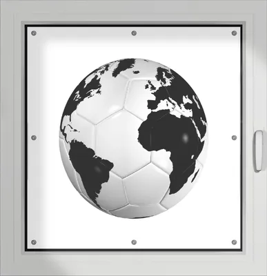 Produktbild von Wallario Lichtschutzbild, Dekorativer Sichtschutz Sonnenschutz 96 x 93 cm mit Motiv: Planet Fußball - Verdunklung ohne Bohren