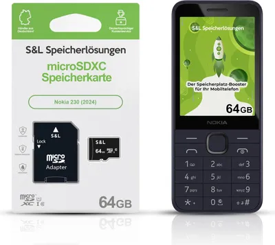 Produktbild von microSD Speicherkarte S&L für Nokia 230 (2024) - Speicherkapazität: 64 GB