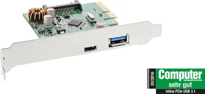 Obrázok produktu pre InLine 76660A, Pcie, USB 3.2 Gen 1 (3.1 Gen 1), PCI 2.0, 10 Gbit/s
