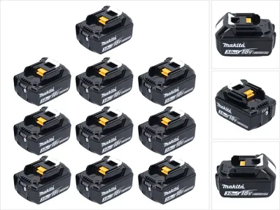 Produktbild von Makita Akku Set 10x BL 1830 B 18 V 3,0 Ah / 3000 mAh Li-Ion ( 10x 197599-5 ) mit LED Anzeige - original, kein Nachbau