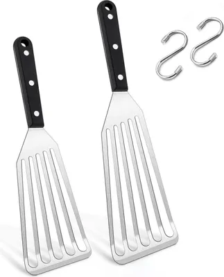 Image de Joyfair Set de spatules en acier inoxydable - 2 pièces de spatule à barbecue résistante à la chaleur - spatule à poisson pour la cuisine, la friture, le retournement - Convient pour un cadeau