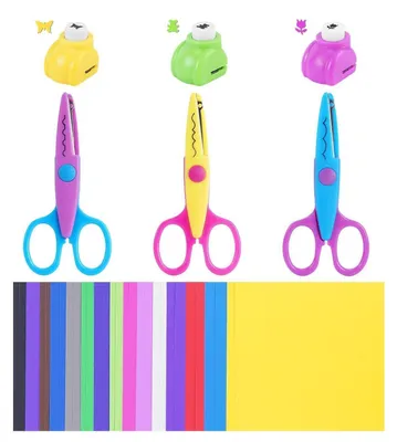 Produktbild von Bastelschere & Stanzer Set mit 30 Cardstock-Blättern für DIY & Scrapbooking