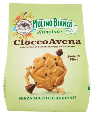 Image de Biscuits sans sucre au chocolat Cioccoavena, marque Mulino Bianco, produit d'origine italienne, poids net : 270g