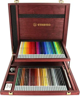 Produktbild von Pastellkreidestift - STABILO CarbOthello - 60er Holzkoffer - mit 60 verschiedenen Farben